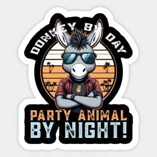 Cool Donkey - Sunset and Palm Vibes! Sticker